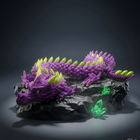3D Printed Articulated Dragon | Flexible Fidget Dragon Toy (Green & Purple)