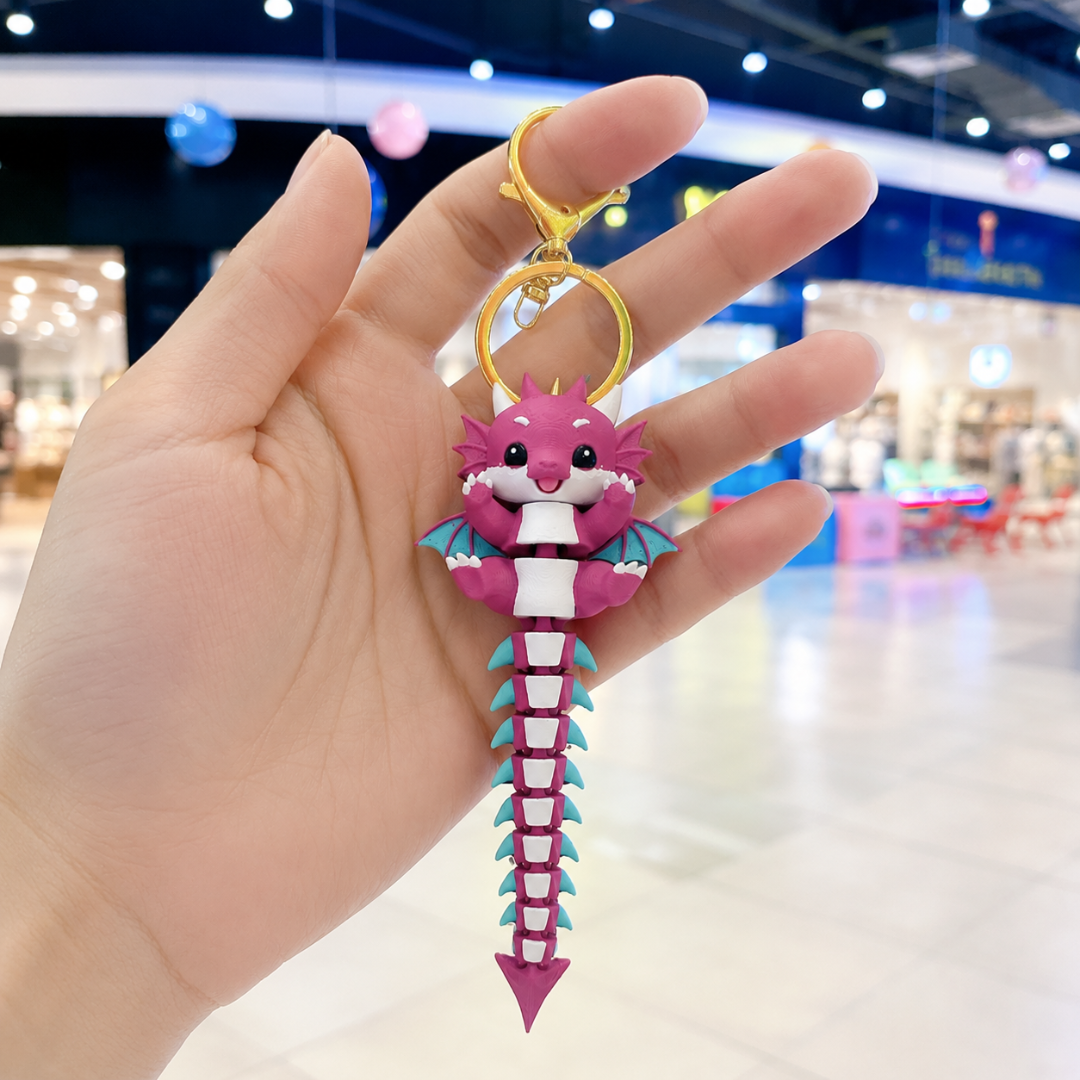 Cute Dragon 3D Printed Keychain | Backpack, School Bag & Car Key Charm | Eco-Friendly Gift by Jiggle Jug