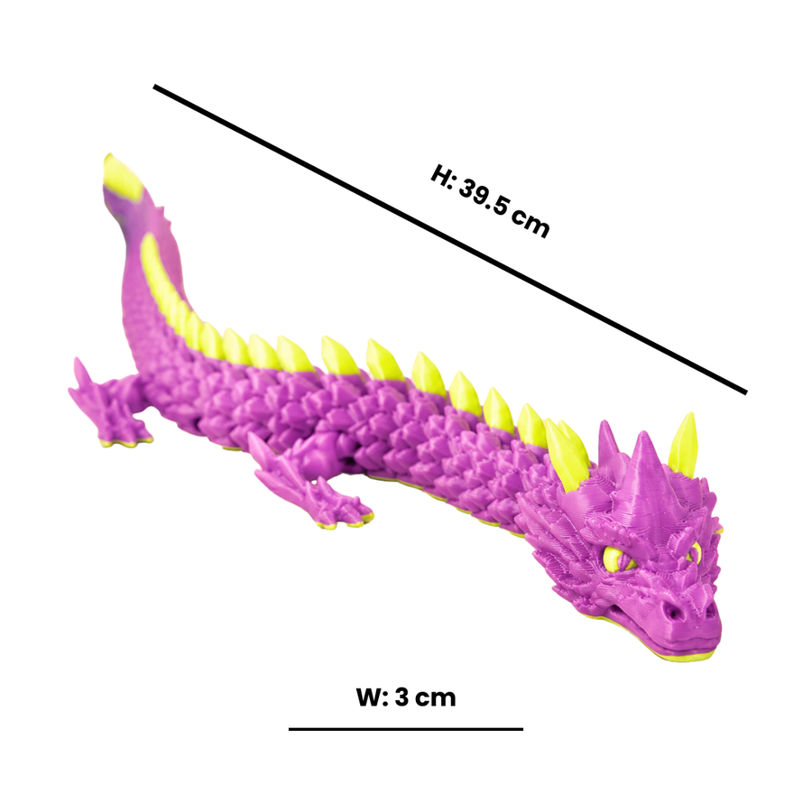 3D Printed Articulated Dragon | Flexible Fidget Dragon Toy (Green & Purple)