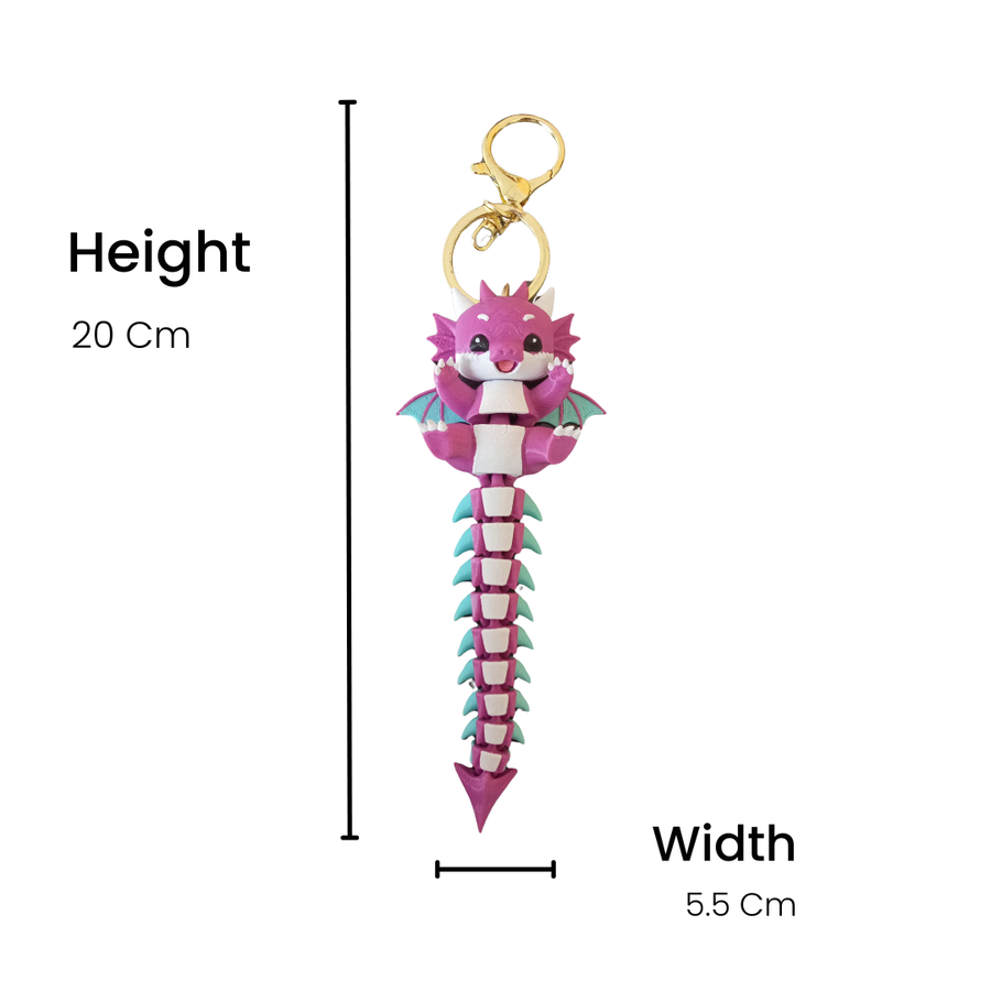 Cute Dragon 3D Printed Keychain | Backpack, School Bag & Car Key Charm | Eco-Friendly Gift by Jiggle Jug
