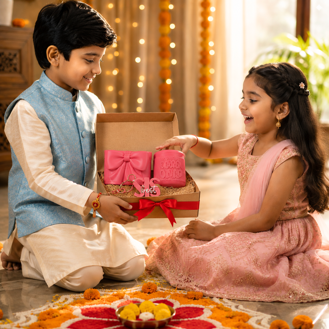 Rakhi Gift Combo for Sister | Planter, Bow Organizer & Keychain