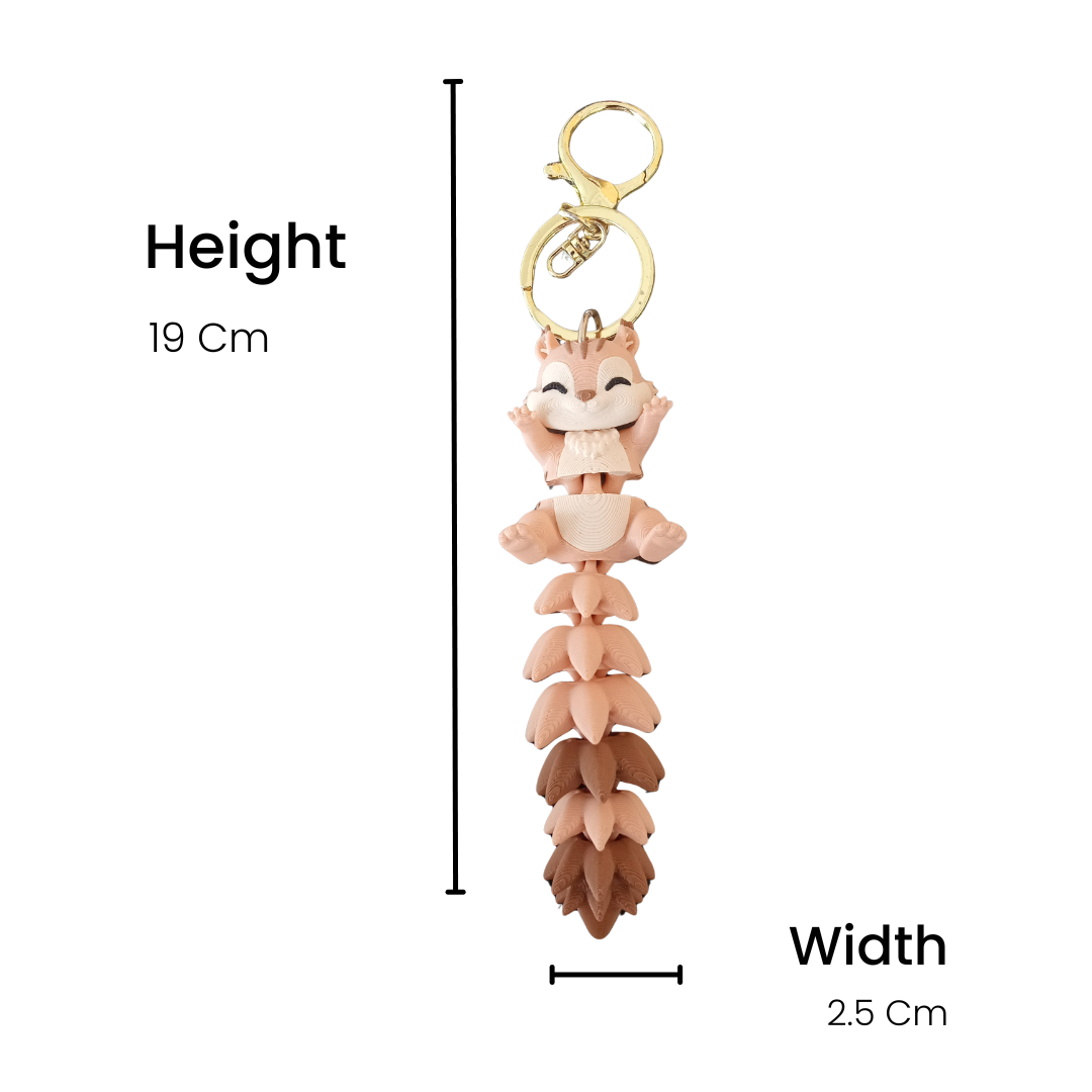 Cute Squirrel Keychain | 3D Printed Backpack & Car Key Charm | Jiggle Jug