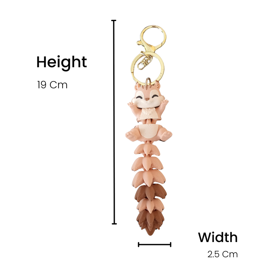 Cute Squirrel Keychain | 3D Printed Backpack & Car Key Charm | Jiggle Jug