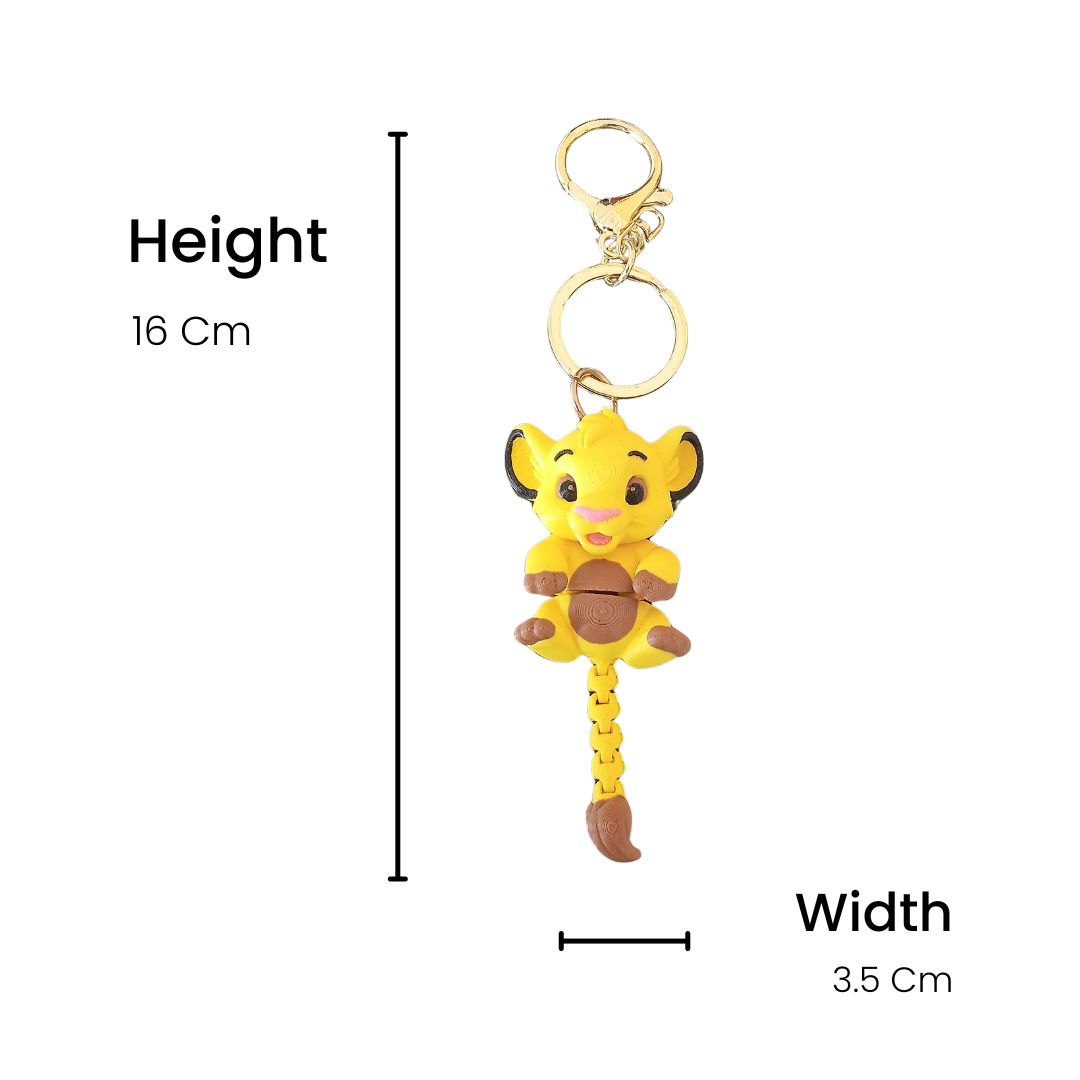 Cute Lion 3D Printed Keychain | Backpack, School Bag & Car Key Charm