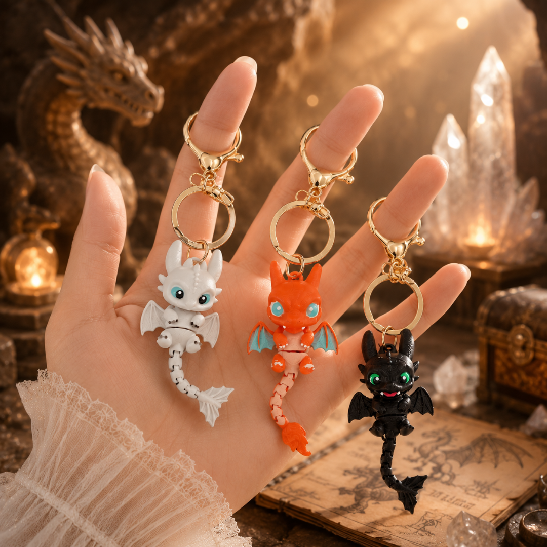 3D Printed Dragon Keychain Set (Pack of 3)