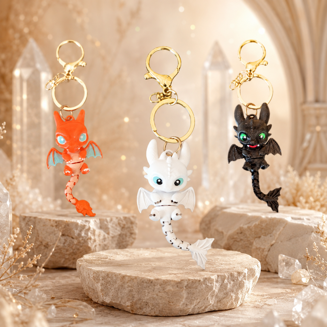 3D Printed Dragon Keychain Set (Pack of 3)