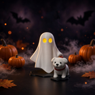 Ghost with Dog on Walk | 3D Printed Halloween Decor