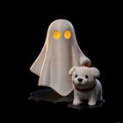 Ghost with Dog on Walk | 3D Printed Halloween Decor