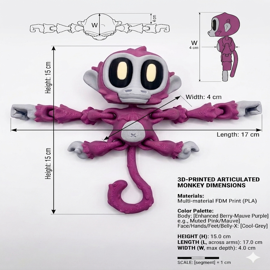 Jamun the Monkey - Set of 3 (Three Monkey+Three Magnetic Flower+Three Banana)