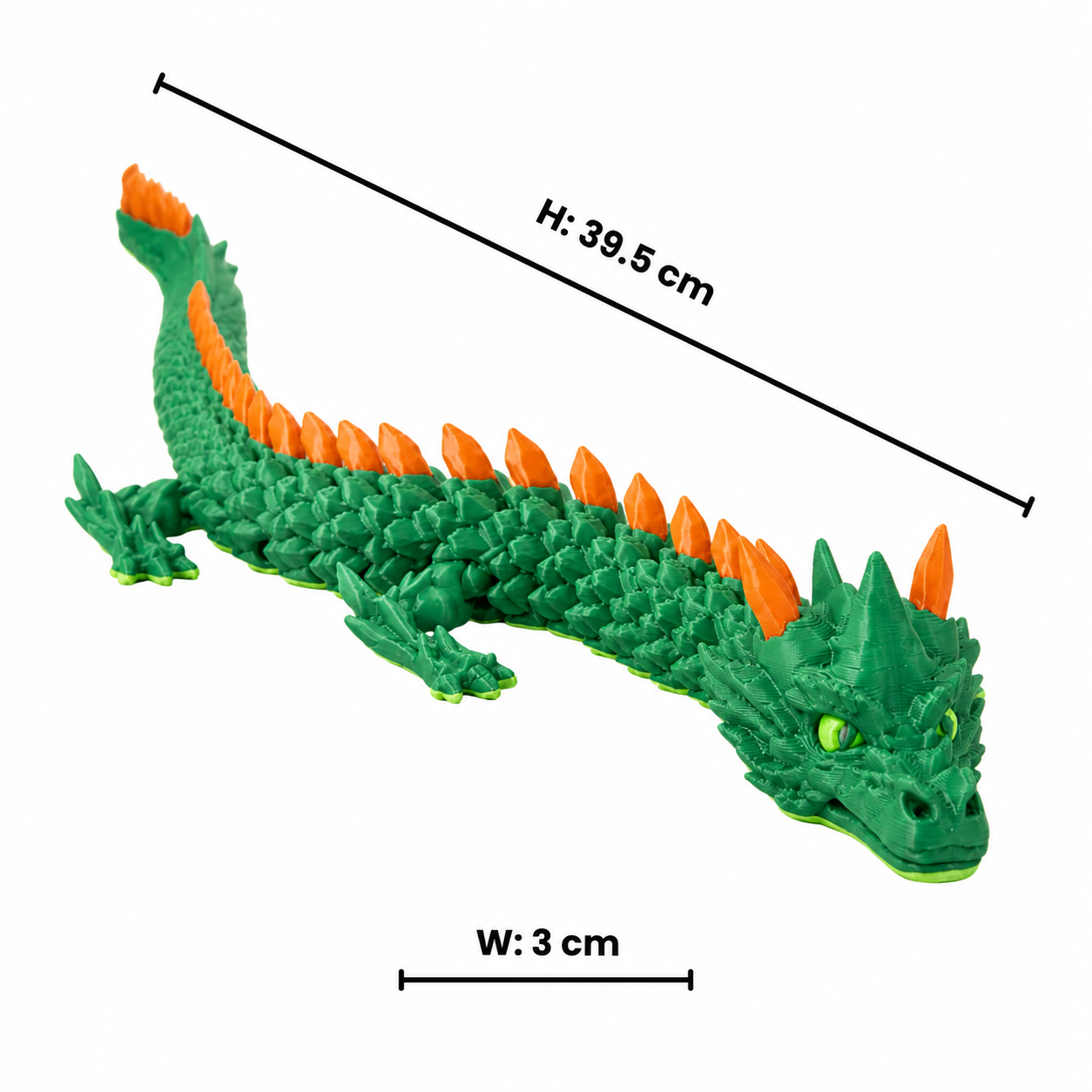 3D Printed Articulated Dragon | Flexible Fidget Dragon Toy (Green & Purple)