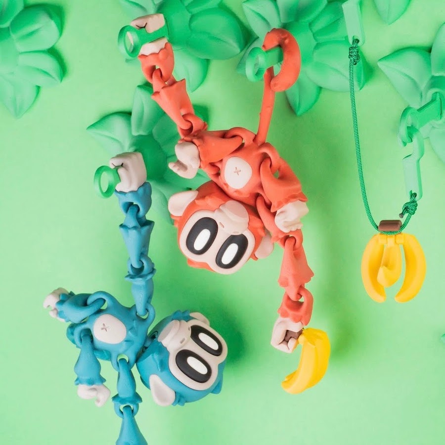 Jamun the Monkey - Set of 3 (Three Monkey+Three Magnetic Flower+Three Banana)