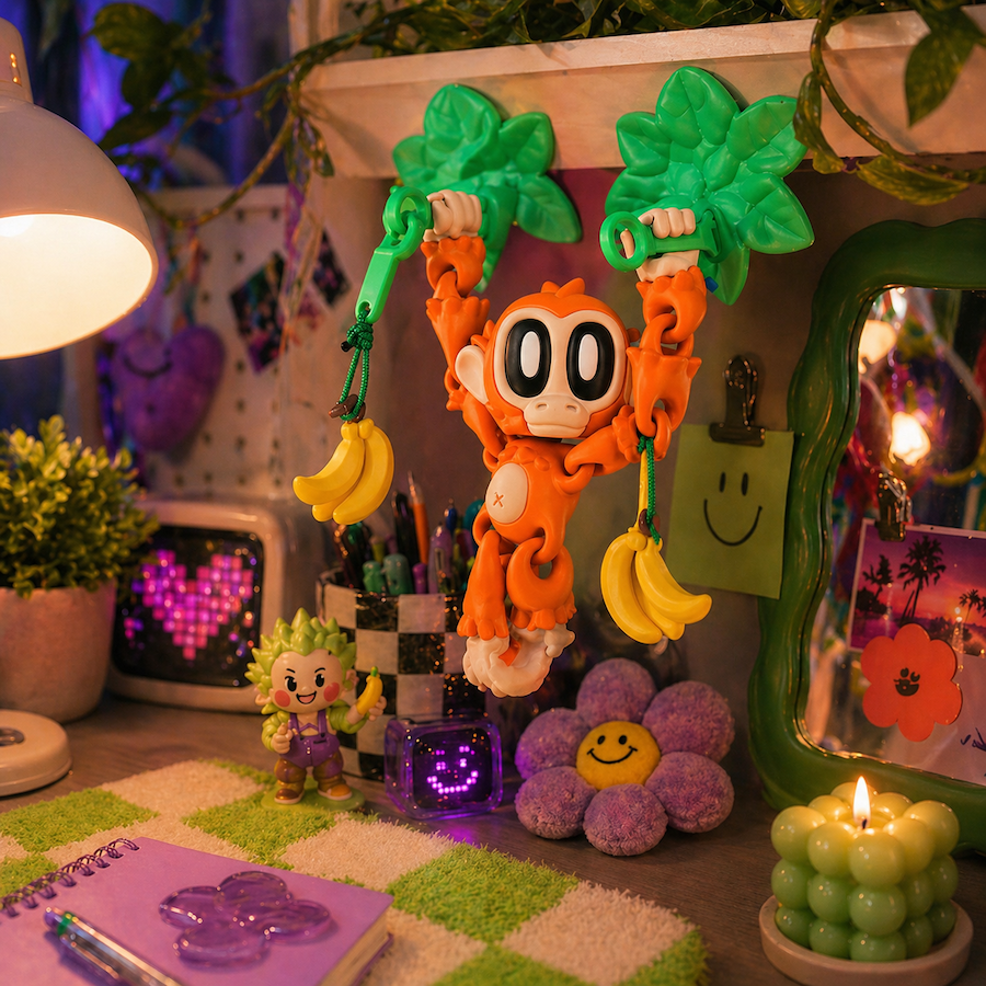 Jamun the Monkey - Set of One (Monkey+One Magnetic Flower+Banana)