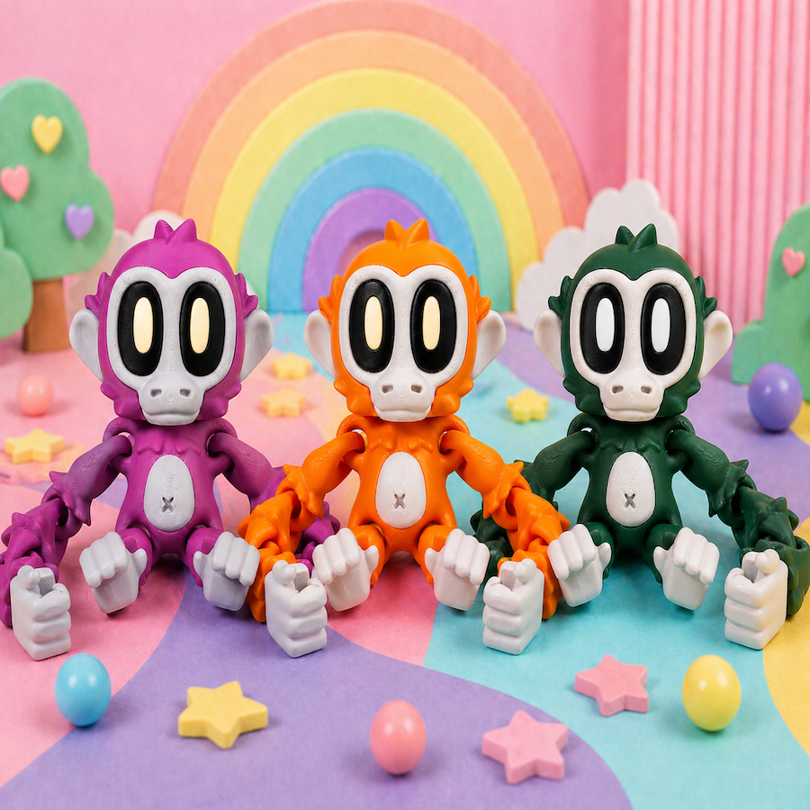 Jamun the Monkey - Set of 3 (Three Monkey+Three Magnetic Flower+Three Banana)